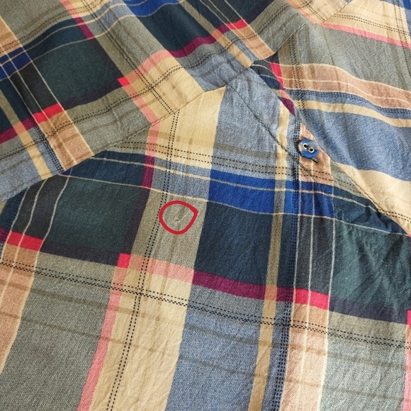 Kori America Women's Multicolor Plaid Lace Shoulder Button Down Shirt Size Large - Picture 16 of 16